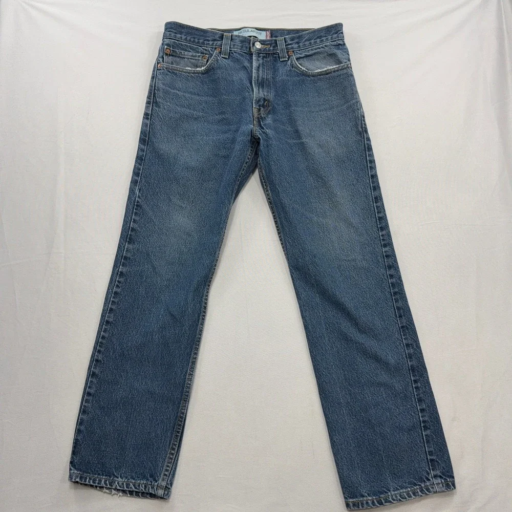 Y2K Levi's Jeans 505 Regular Fit Straight Leg Medium Wash Blue Mens W32 L30